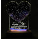Gravírovaná LED hviezdna mapa srdce color